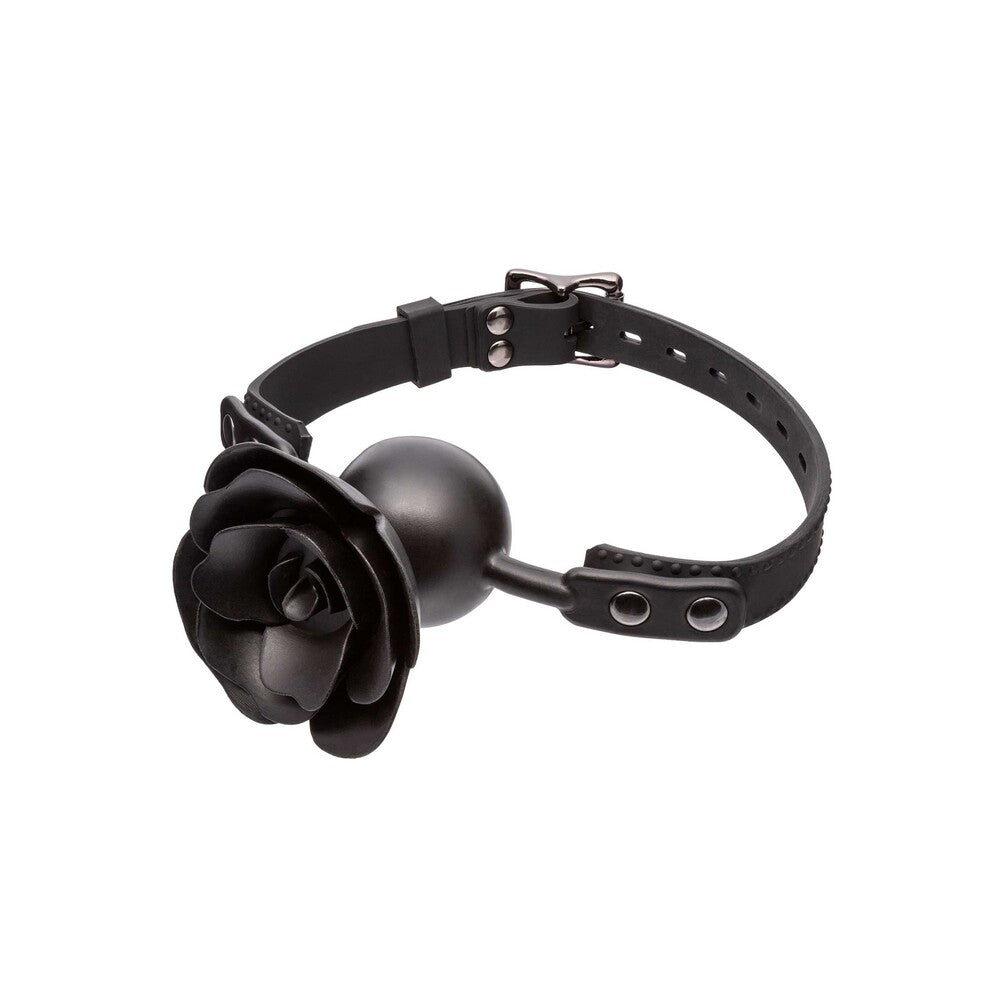 CalExotics Forbidden Removable Rose Gag Black - Breathable Silicone Devotion