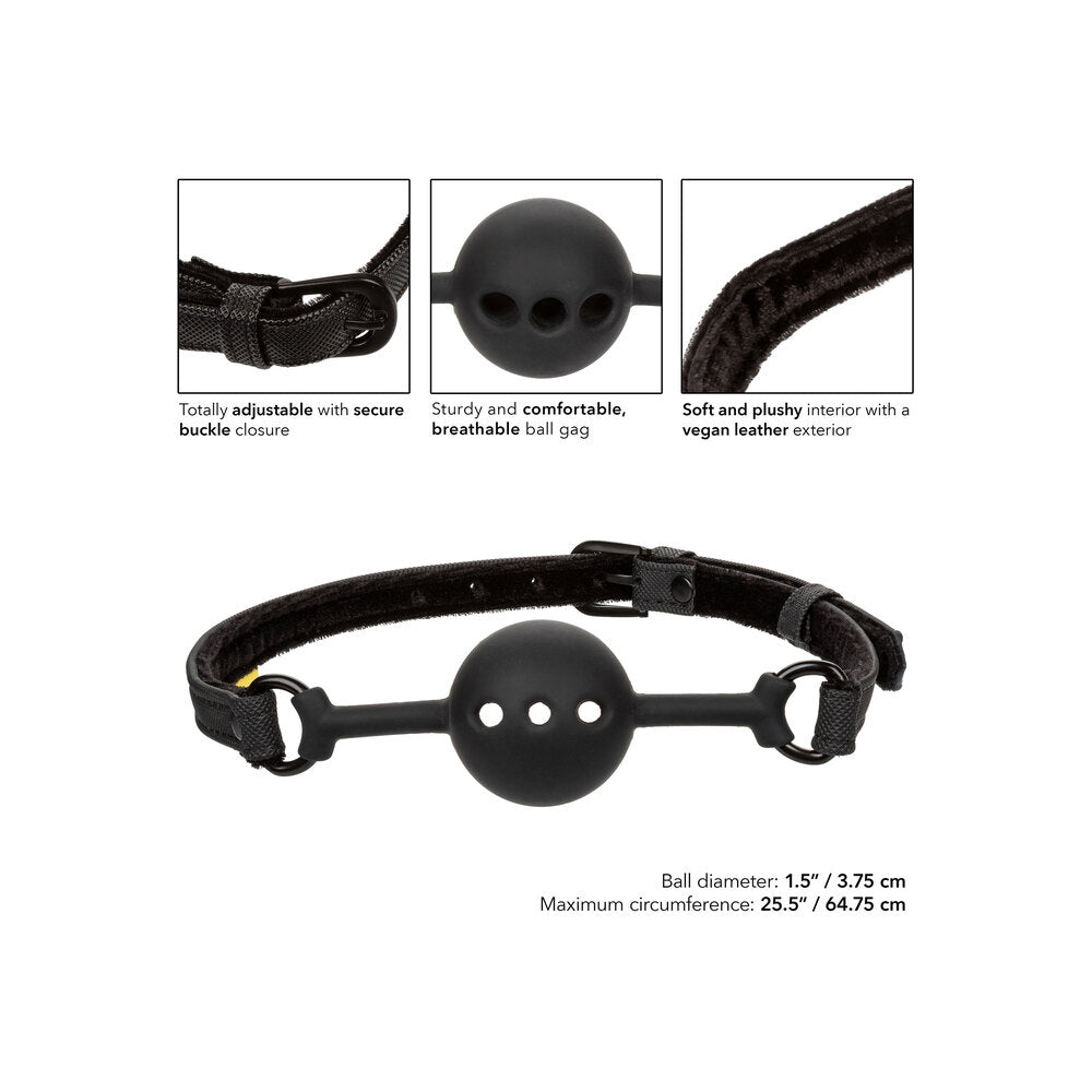 Boundless Breathable Ball Gag Black - Silicone Vegan Leather Devotion
