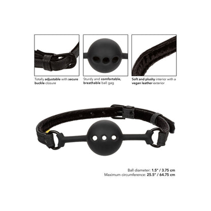 Boundless Breathable Ball Gag Black - Silicone Vegan Leather Devotion