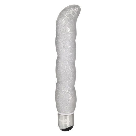 Naughty Bits Screwnicorn Majestic GSpot Vibrator 5.25" Silver - 10 Functions Glittery Spiral