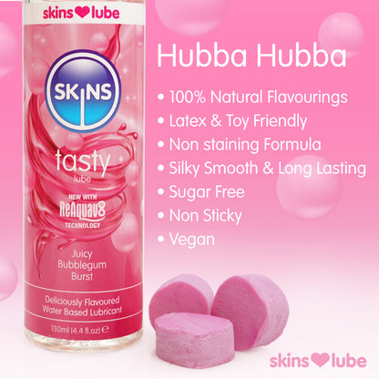 Skins Juicy Bubblegum Blast Lubricant 130ml - Flavoured Vegan Reaquav8