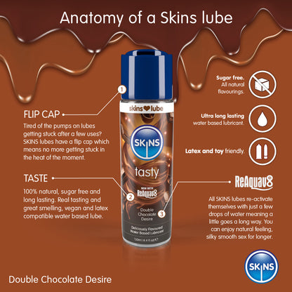 Double Chocolate Desire Water-Based Lube 130ml - Skins Indulgent Devotion