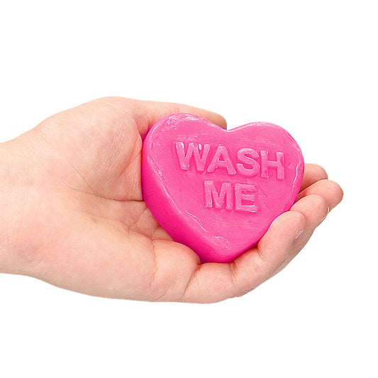 Heart Wash Me Soap Bar Pink - Rose-Scented Heart-Shaped Cleansing Bar