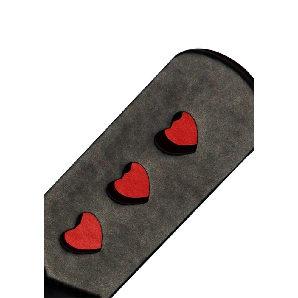Sex And Mischief Heart Paddle 12.5" Black - Split Leather Vegan Loud Slap Wrist Loop