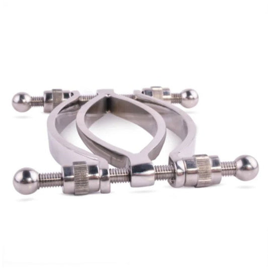 Stainless Steel Pussy Clamp 4.5" Silver - Labia Spread Control Devotion