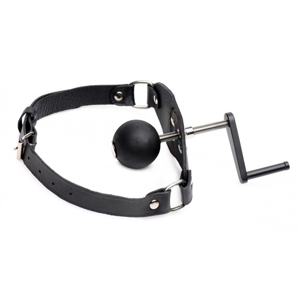 Killer Leather Mouth Gag Black - Adjustable Screw Ball Firm Strap BDSM Hard