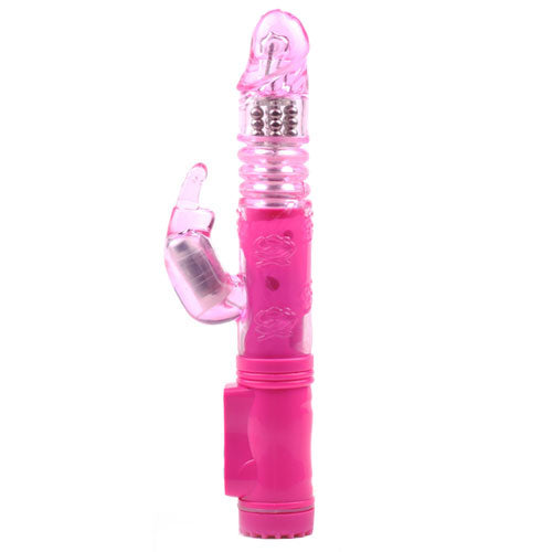 Pink Thrusting Rabbit Vibrator 10" - Realistic Motion Bunny