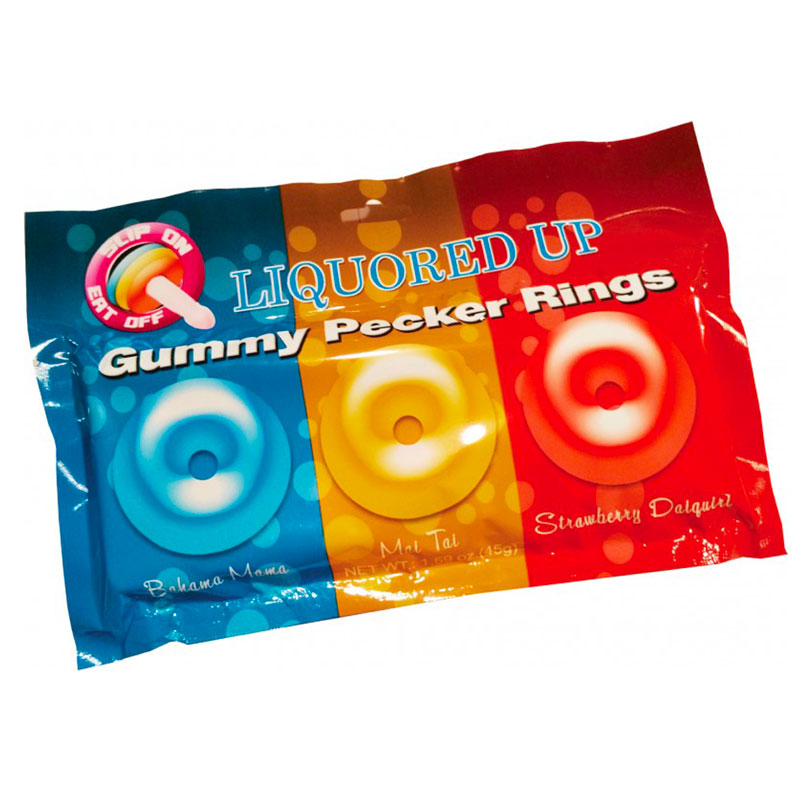 Liquored Up Gummy Pecker Cock Rings - Edible Play