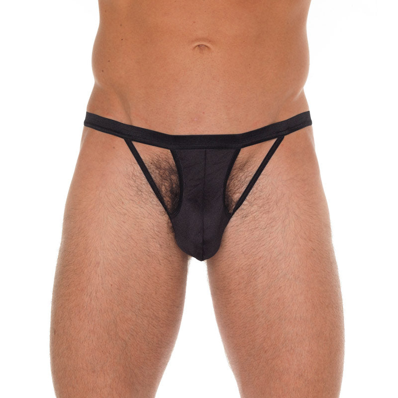 Rimba Black Cut-Out G-String - Strategic Reveal Men's Underwear