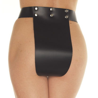Black Leather Chastity Belt with Padlock - Chastity Devotion