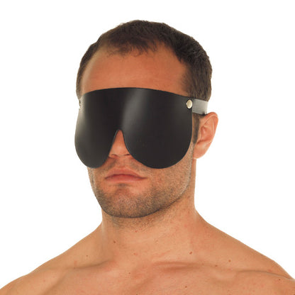 Leather Blindfold Black - Genuine Leather Adjustable Buckles Sensory Deprivation