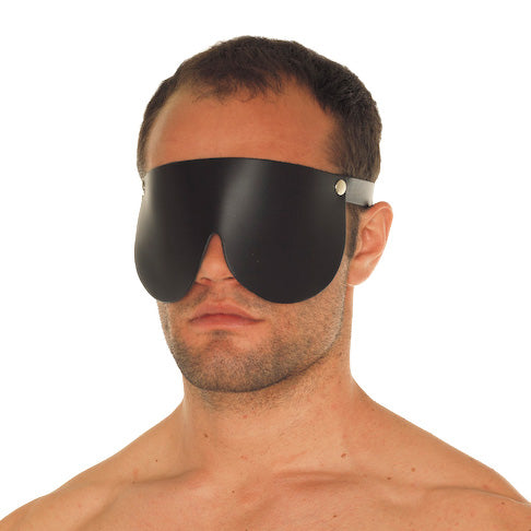 Leather Blindfold Black - Genuine Leather Adjustable Buckles Sensory Deprivation