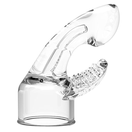 Power Head Dual Stimulation Wand Attachment 3.5" Clear - Fits All Wands TPR TPE